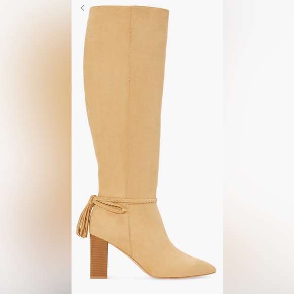 NWOB JustFab Tan Faux Suede Boots Size 10 - Picture 3 of 14